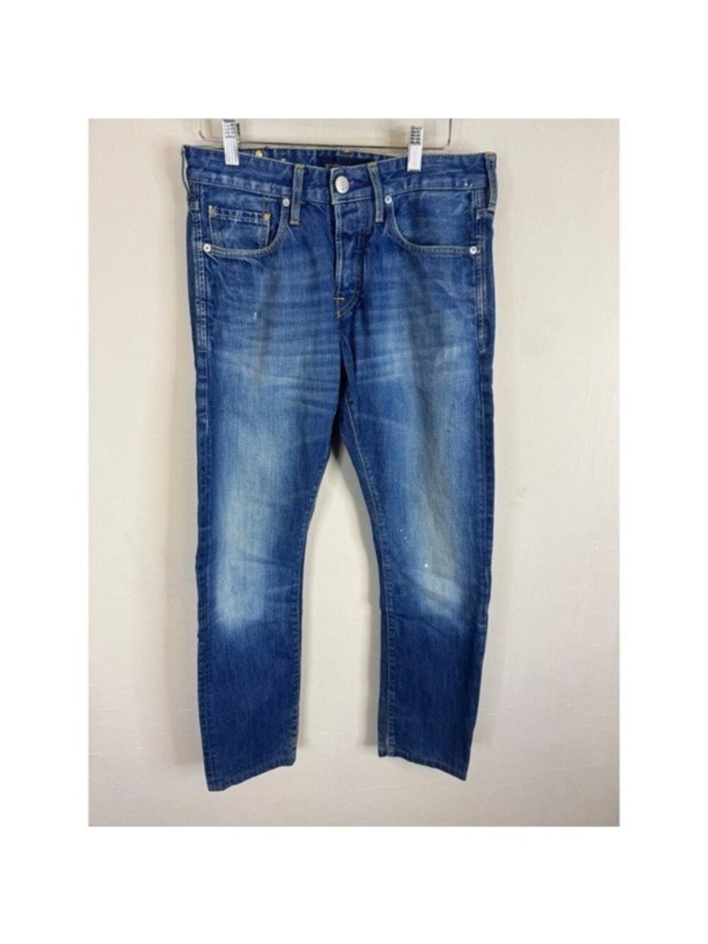 Scotch & Soda Amsterdams Blauw Mens Slim Jeans Blue 29x30 Hemmed Made in Italy